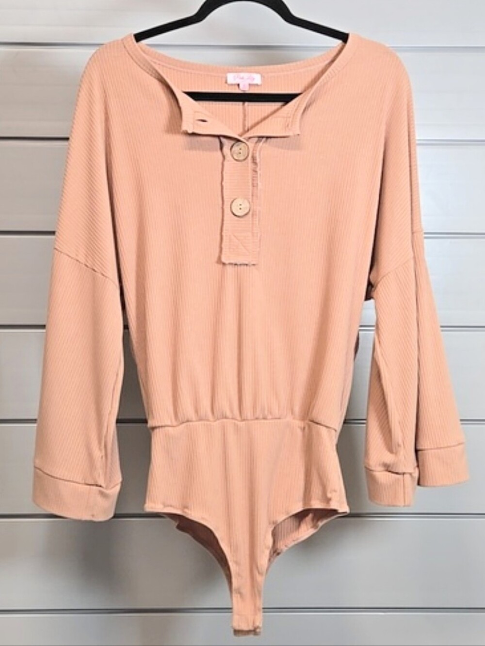 Pink Lily Slouchy Ribbed Bodysuit